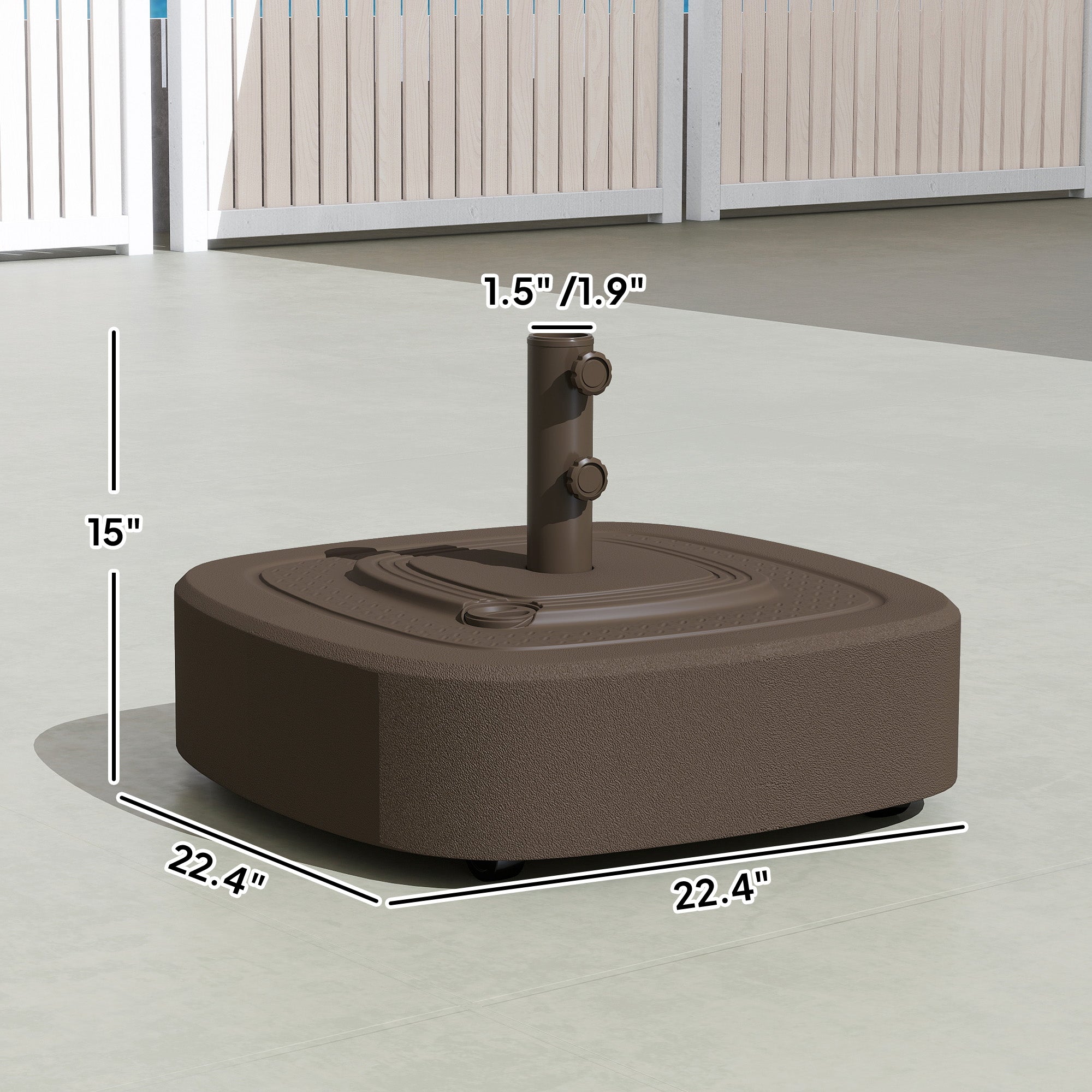 Patio Umbrella Base Outdoor Umbrella Stand with Wheels for 1.5"/1.9" Umbrella Poles