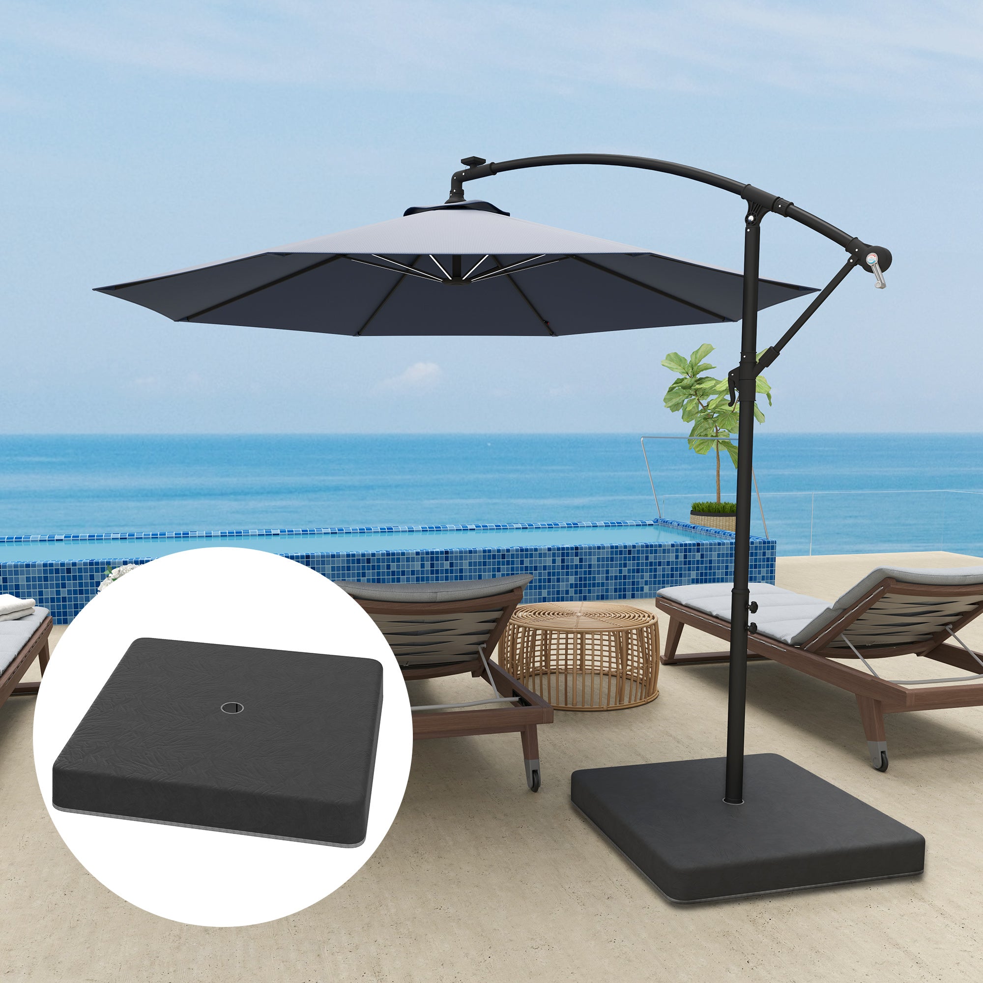 4 Piece Offset Umbrella Base Weight for 176 lbs Sand Heavy Duty Outdoor Weights for Umbrella Stand, Black