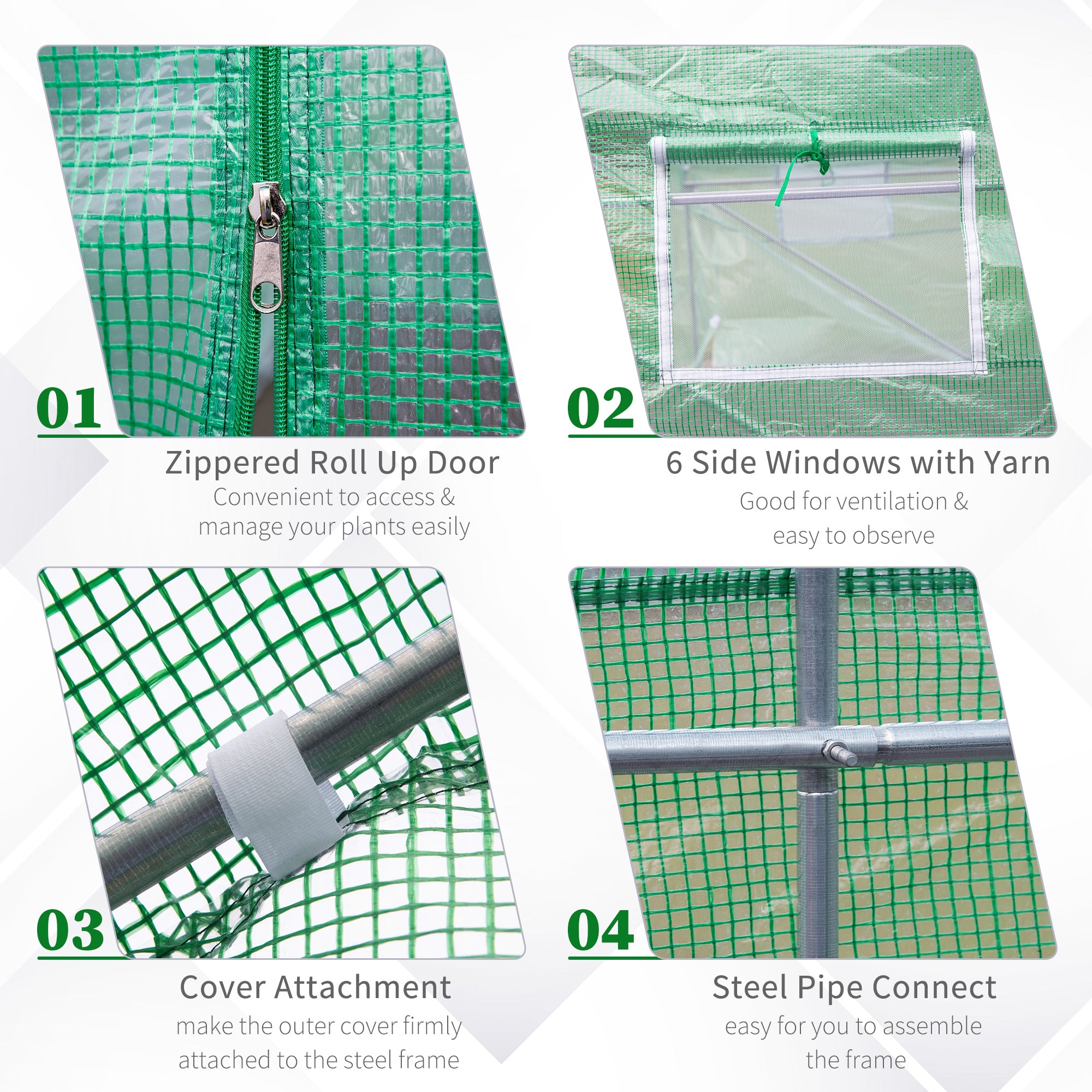 Walk In Tunnel Greenhouse, Portable Outdoor Plant House with Roll Up Doors