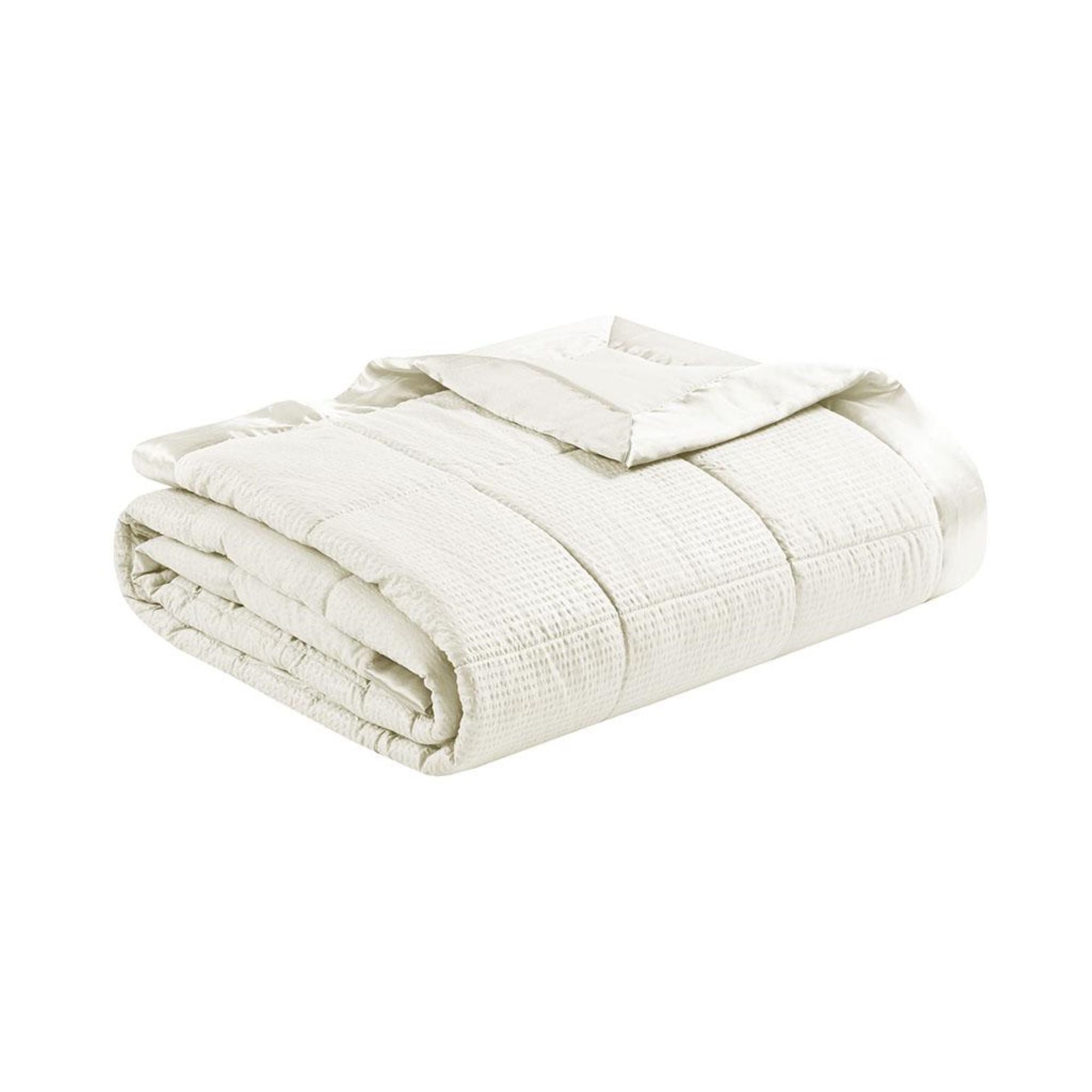Hypoallergenic Oversized Down Alternative Blanket with Satin Trim, Moisture Management, Ideal for King Size Beds, 108" L x 96" W x 0.25" H, Ivory