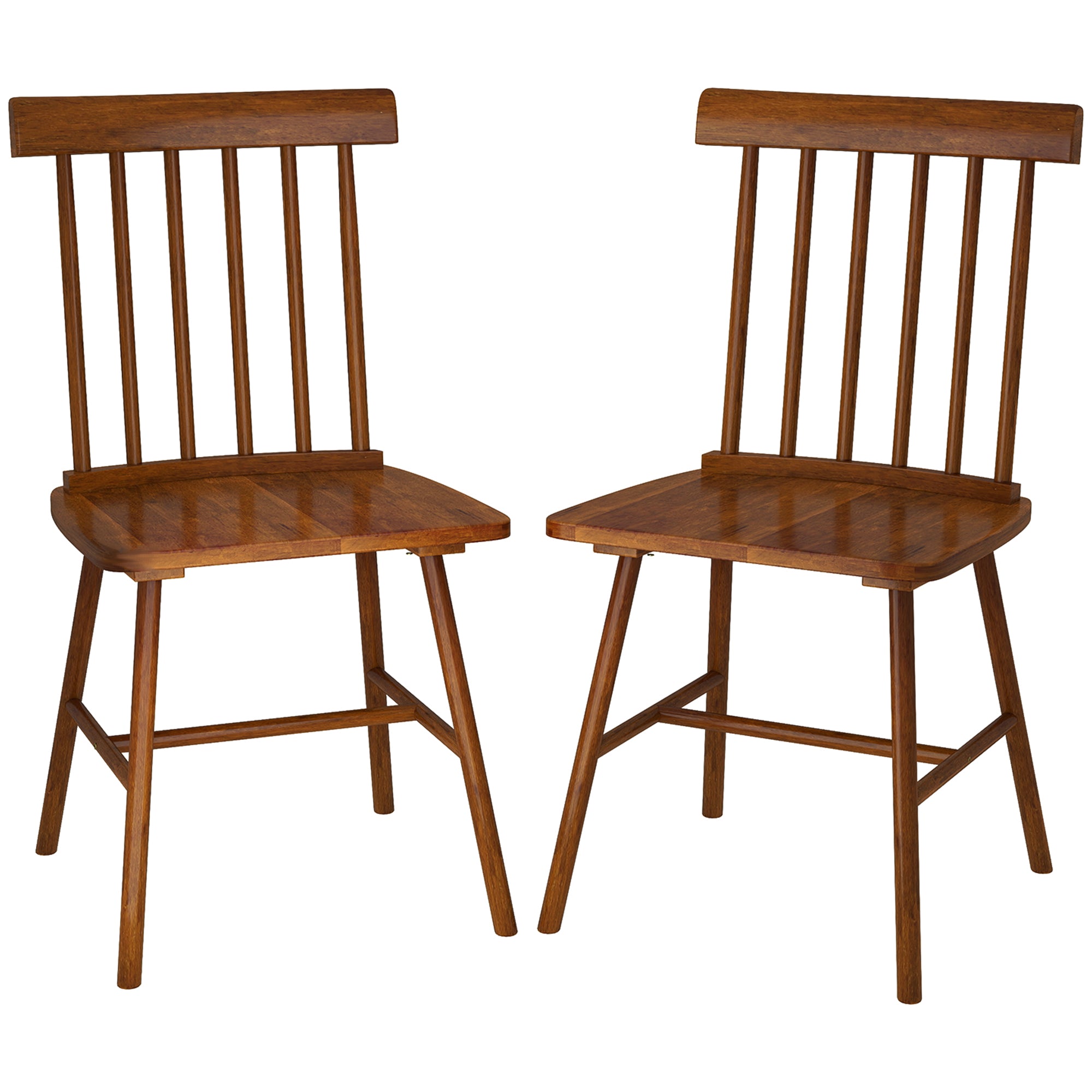 Dining Chairs Set of 2, Farmhouse Wood Kitchen Chairs with Rubber Wood Frame, Spindle Back for Dining Room, Light Brown