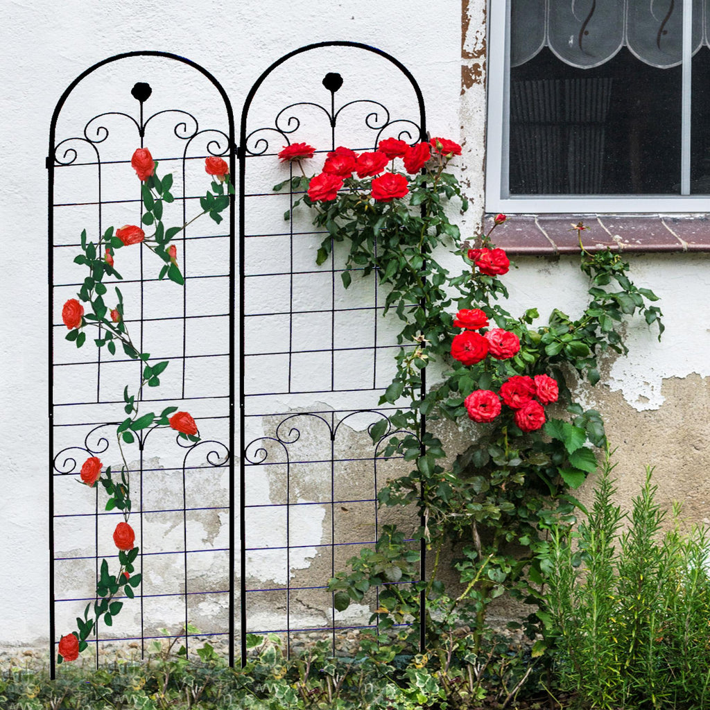 4 Pack Metal Garden Trellis for Climbing Plants with Galvanized Tubes, Easy Assembled Rustproof Plant Support, 80" L x 87" H, Black