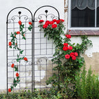 4 Pack Metal Garden Trellis for Climbing Plants with Galvanized Tubes, Easy Assembled Rustproof Plant Support, 80" L x 87" H, Black