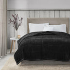 Reversible Down Alternative Blanket with Smart Temperature Regulating, Moisture Wicking, Ideal for All Seasons, 108" L x 90" W x 0.25" H, Black