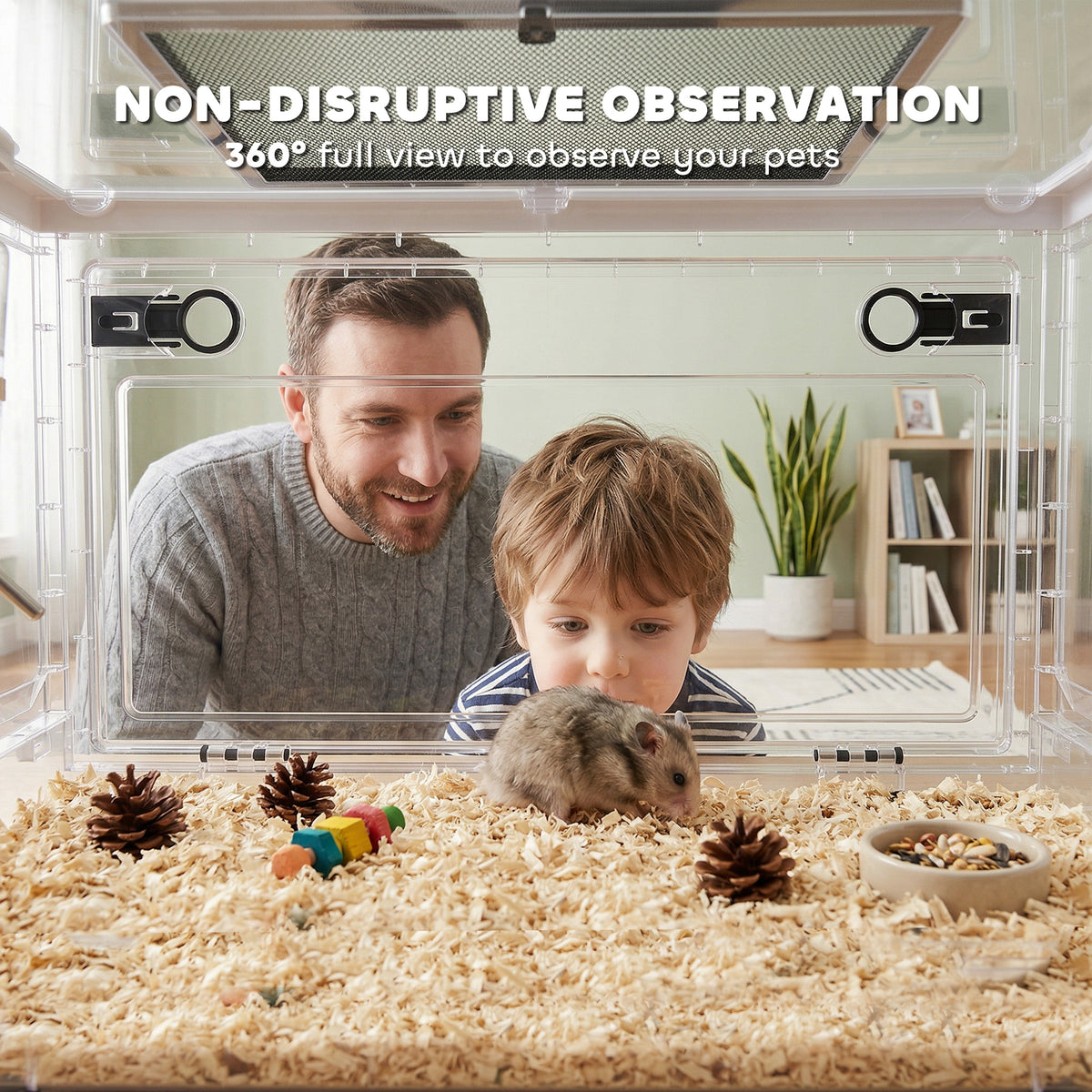 Hamster Cage, Stackable Gebril Cage with Front Door, Ventilated Small Animal Habitat for Dwarf Hamsters, Gerbils, Mice