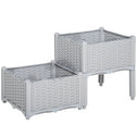 2-Piece Raised Garden Bed with Legs, Self-Watering Planter Box Raised Bed to Grow Flowers, Herbs & Vegetables, Gray
