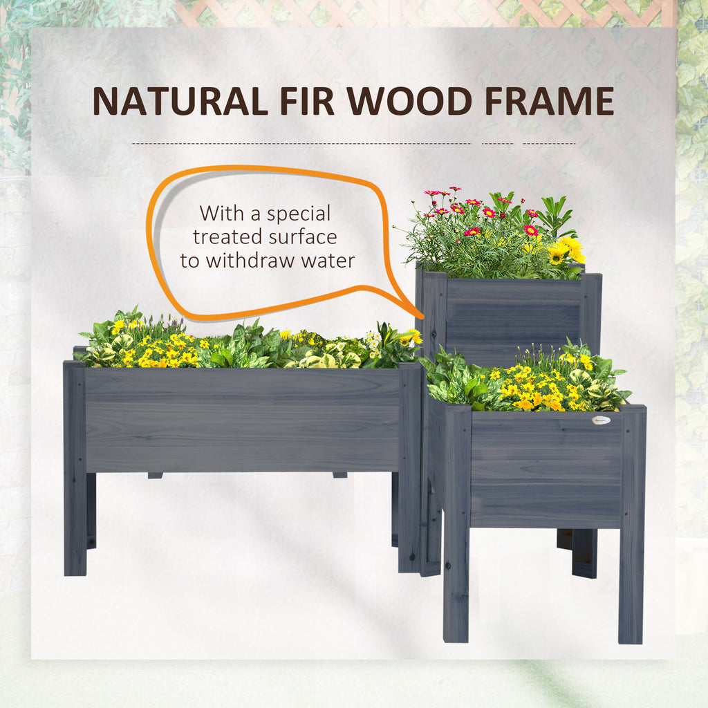 Raised Garden Bed Set of 3, Wooden Elevated Planter Box with Legs and Bed Liner, for Backyard and Patio to Grow Vegetables, Herbs, and Flowers, Gray