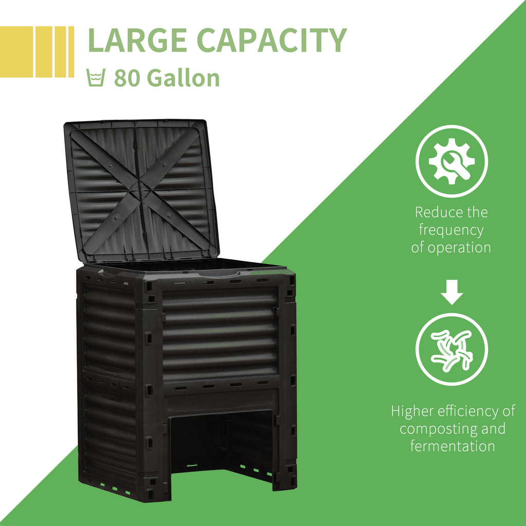 Garden Compost Bin 80 Gallon Outdoor Large Capacity Composter Fast Create Fertile Soil Aerating Box, Yellow