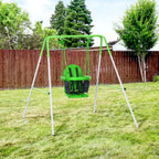 Toddler Swing Set with Metal Stand, Safety Seat Belt for Kids Aged 6-36 Months, Backyard Indoor & Outdoor Use, Green