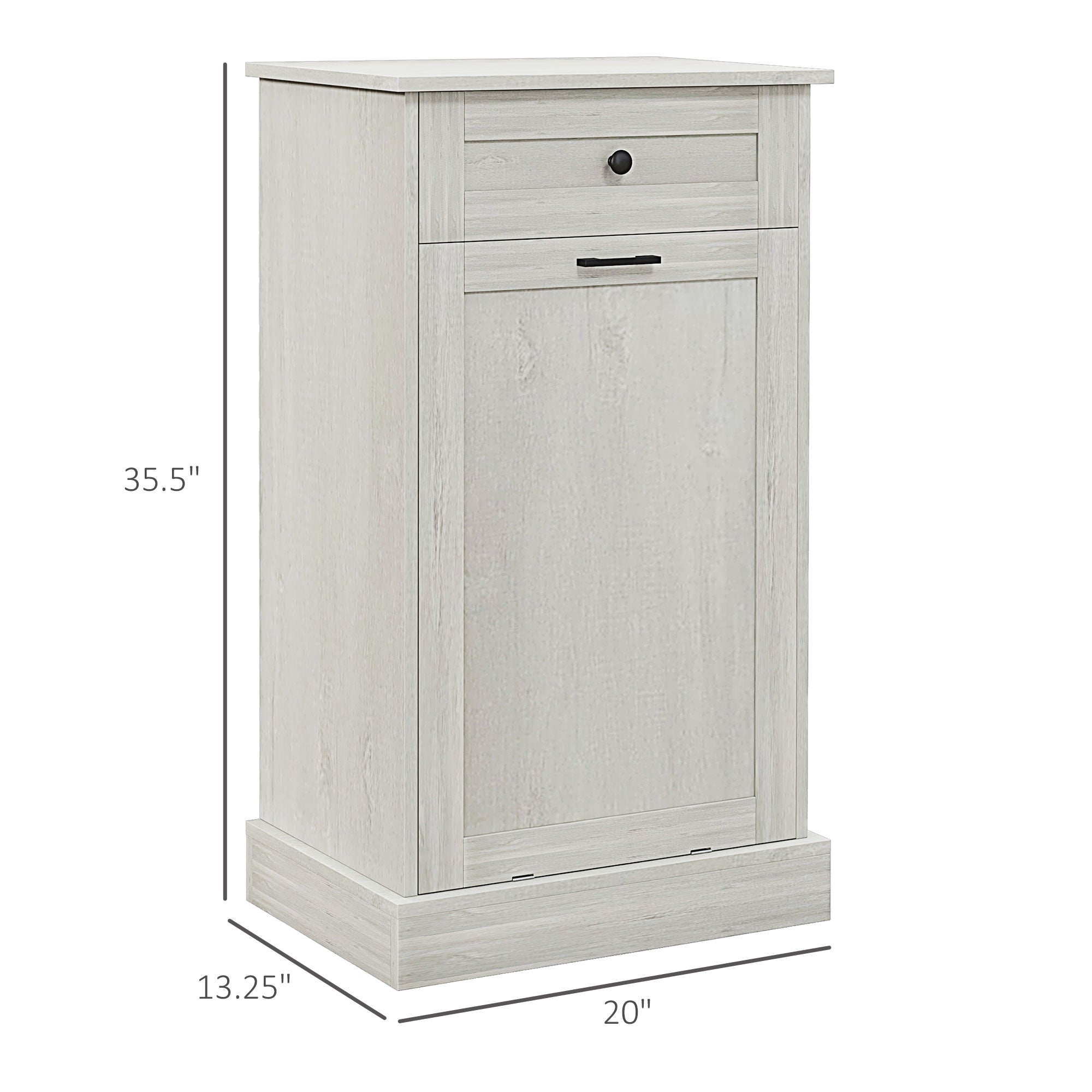 Kitchen Tilt Out Trash Bin Cabinet Free Standing Storage Cabinet with Drawer, Light Gray