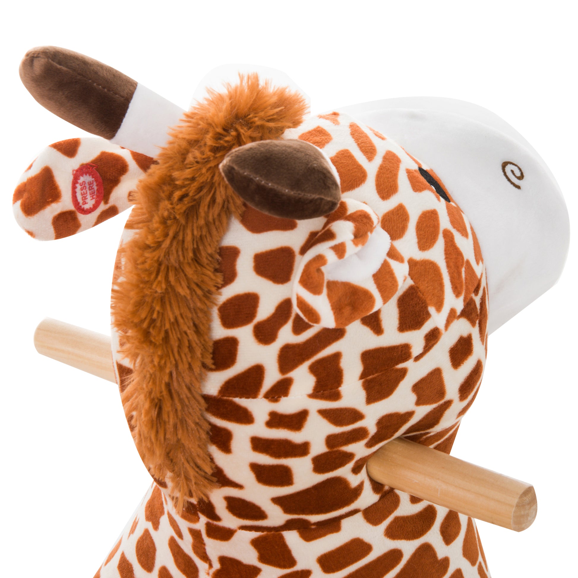 Kids Plush Rocking Horse Giraffe Style Themed Ride-On Chair Toy With Sound Brown