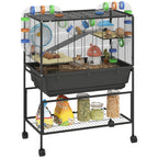 3 Tier Hamster Cage, Rolling Rat Cage with Deep Tray, Storage Shelf, Big Exercise Wheel, Hut, Tube System