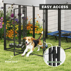 8' x 4' x 6' Outdoor Dog Kennel, Dog Kennel Outside Run with 360° Rotating Bowls, Waterproof & UV Resistant Cover