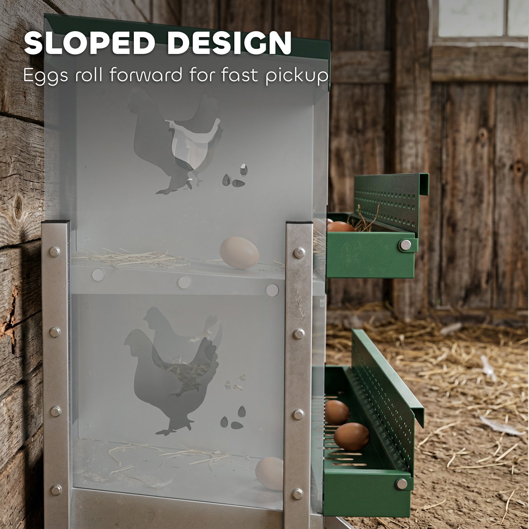 Chicken Nesting Boxes, 6 Compartment Steel Nesting Boxes for Chickens, Wall Mount Egg Laying Boxes with Vented Holes