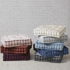 Textured Poly Chenille Square Floor Pillow Cushion with Tufted Detailing, Scalloped Edge, Hypoallergenic Polyester, 20" L x 20" W x 5" H, Charcoal