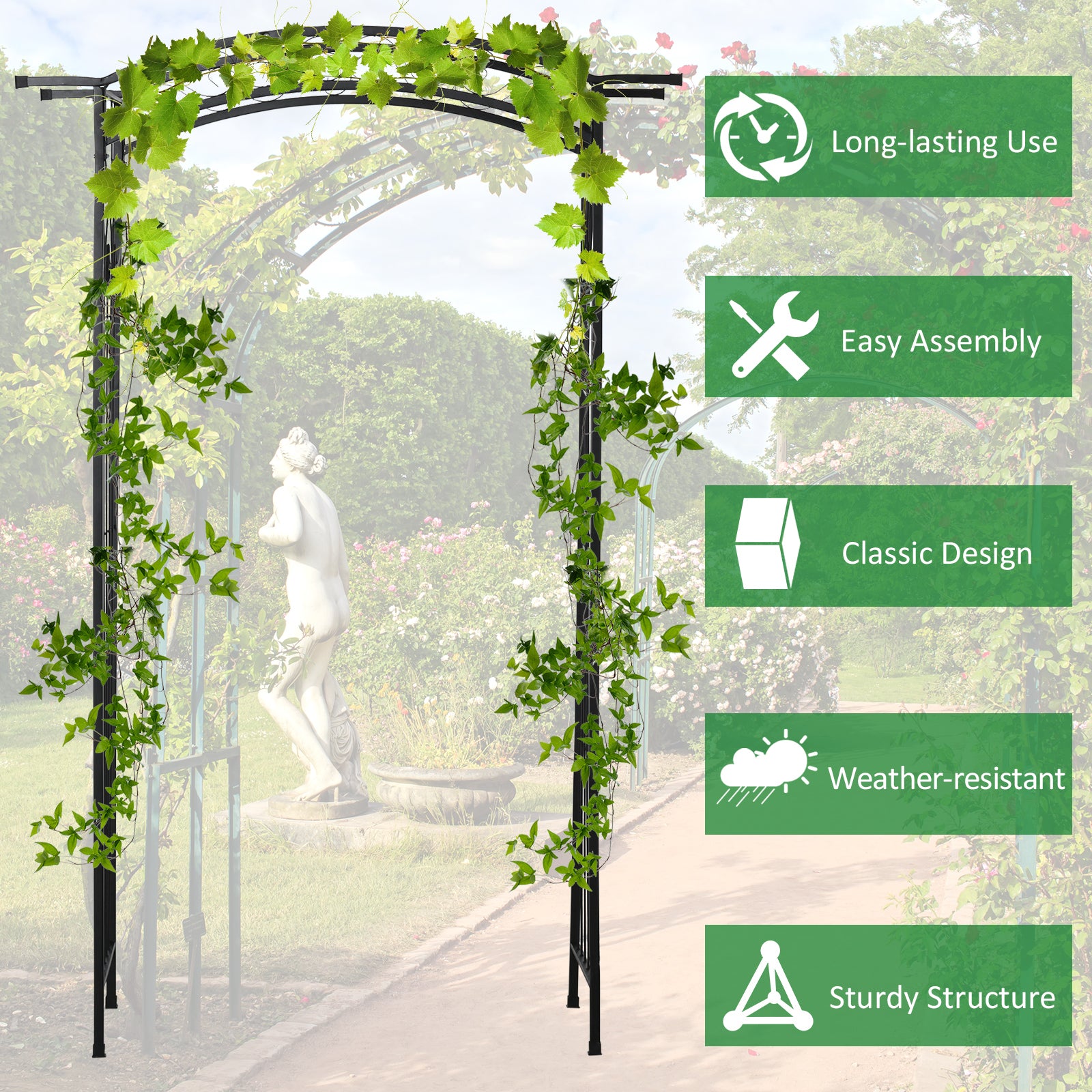 7Ft Garden Arch Arbor, Metal Arch Trellis for Climbing Vines, Garden Archway for Wedding, Bridal Party, Ceremony