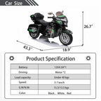 2-Seat 12V Kids Electric Ride-On Motorcycle with Storage Trunk, 3-Wheel Motorbike with MP3 and Bluetooth, 43.5'' L x 19'' W x 26.5'' H, Black