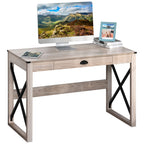 44 inch Home Office Computer Desk, Rustic Writing Desk, Farmhouse Workstation with Storage Drawer, X-Frame