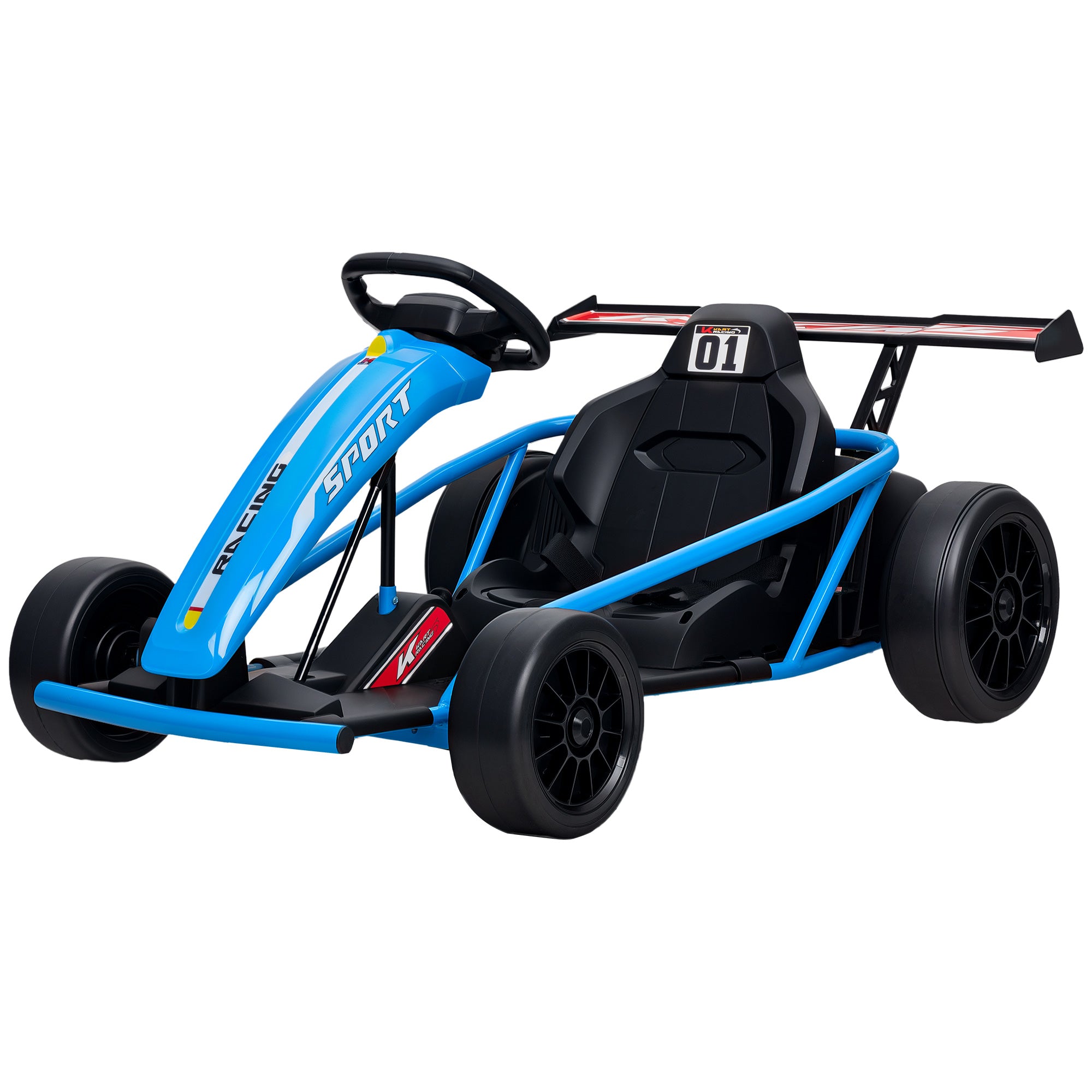 24V 7AH Kids Electric Go Kart, 8.1 MPH Battery Powered Drift Kart with Dual Motors, Soft Start for 8-12 Years, Blue
