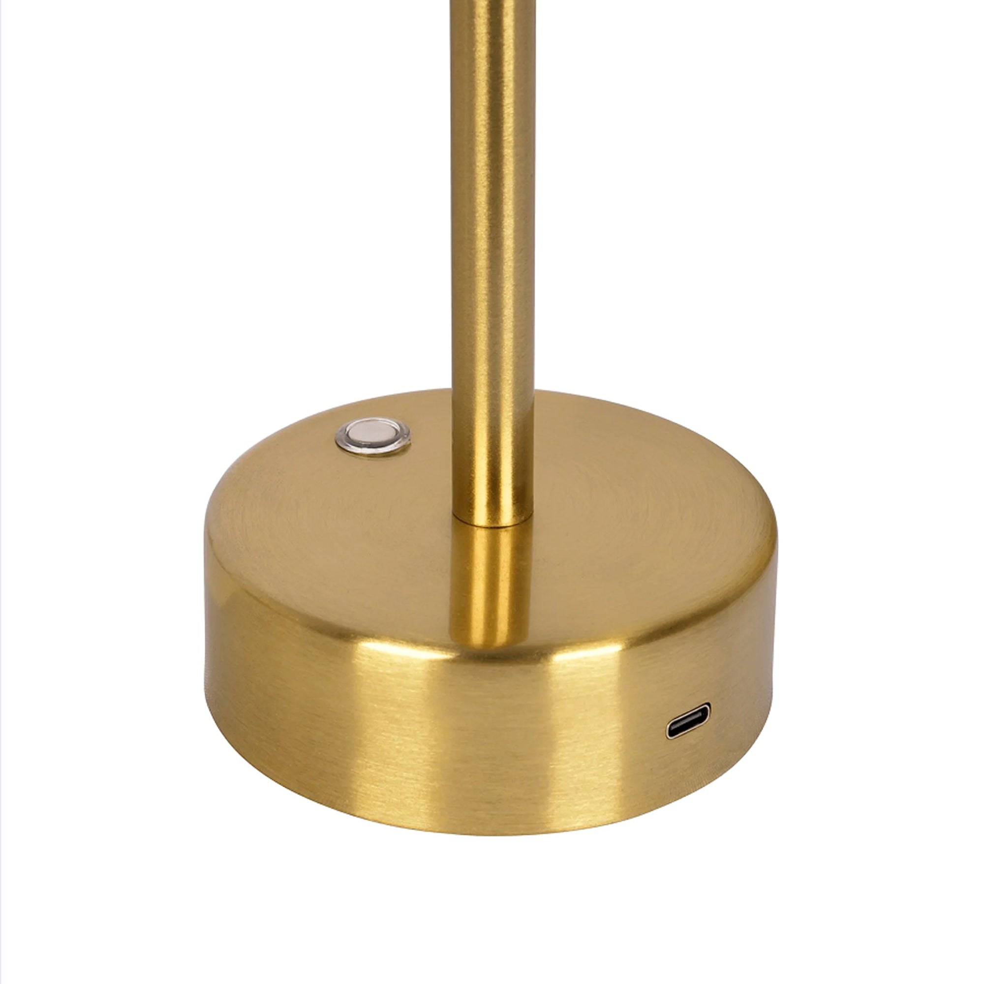 Rechargeable LED Table Lamp with Touch Switch, Plated Brass Finish, Nightstand Lamp for Bedroom, 5" L x 5" W x 10.5" H, Antique Brass+Gold