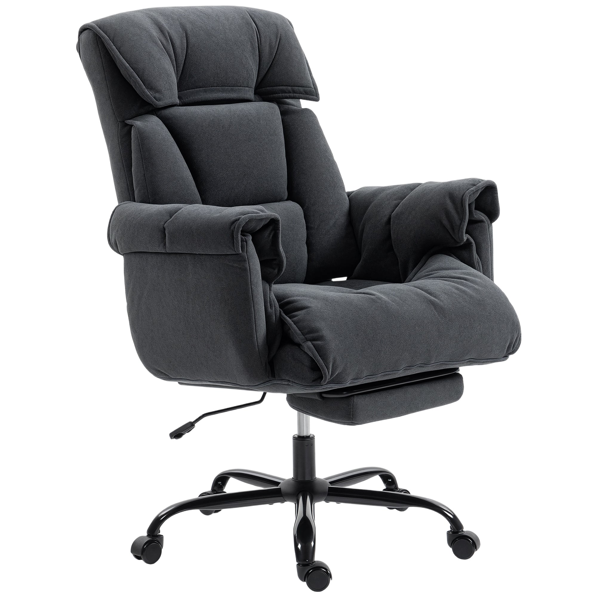 High Back Office Chair, Reclining Desk Chair with Footrest, High Resilience Foam, Rolling Wheels, Dark Gray