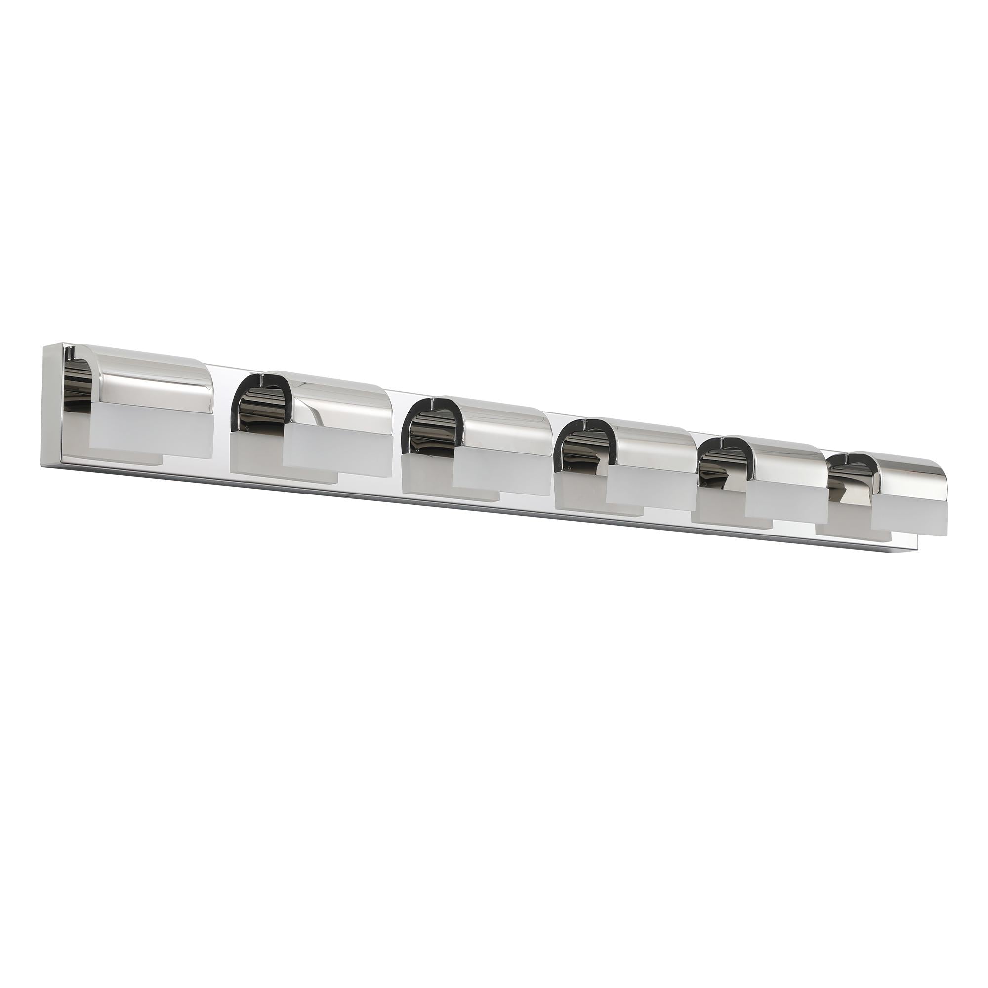 Modern Bathroom Vanity Lighting with 6-Light LED, Mirror Bath Wall Fixture, Stainless Steel, 46.5" L x 3.5" W x 4.5" H, Chrome