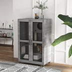 Cat Tree House with Scratching Post and Wheels, Gray
