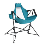 Set of 2 Hammock Camping Chair with Adjustable Back, Cup Holder, Carry Bag, Folding Portable Chairs with Pillow, 35" L x 38" W x 42" H, Blue