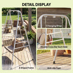 Hammock Chair Stand Indoor and Outdoor Use with Anti-Slip Foot Pads, 2 Carabiners, White