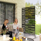 78" H x 48" W Metal Outdoor Privacy Screen, Freestanding Decorative Privacy Fence Screen for Balcony, Black