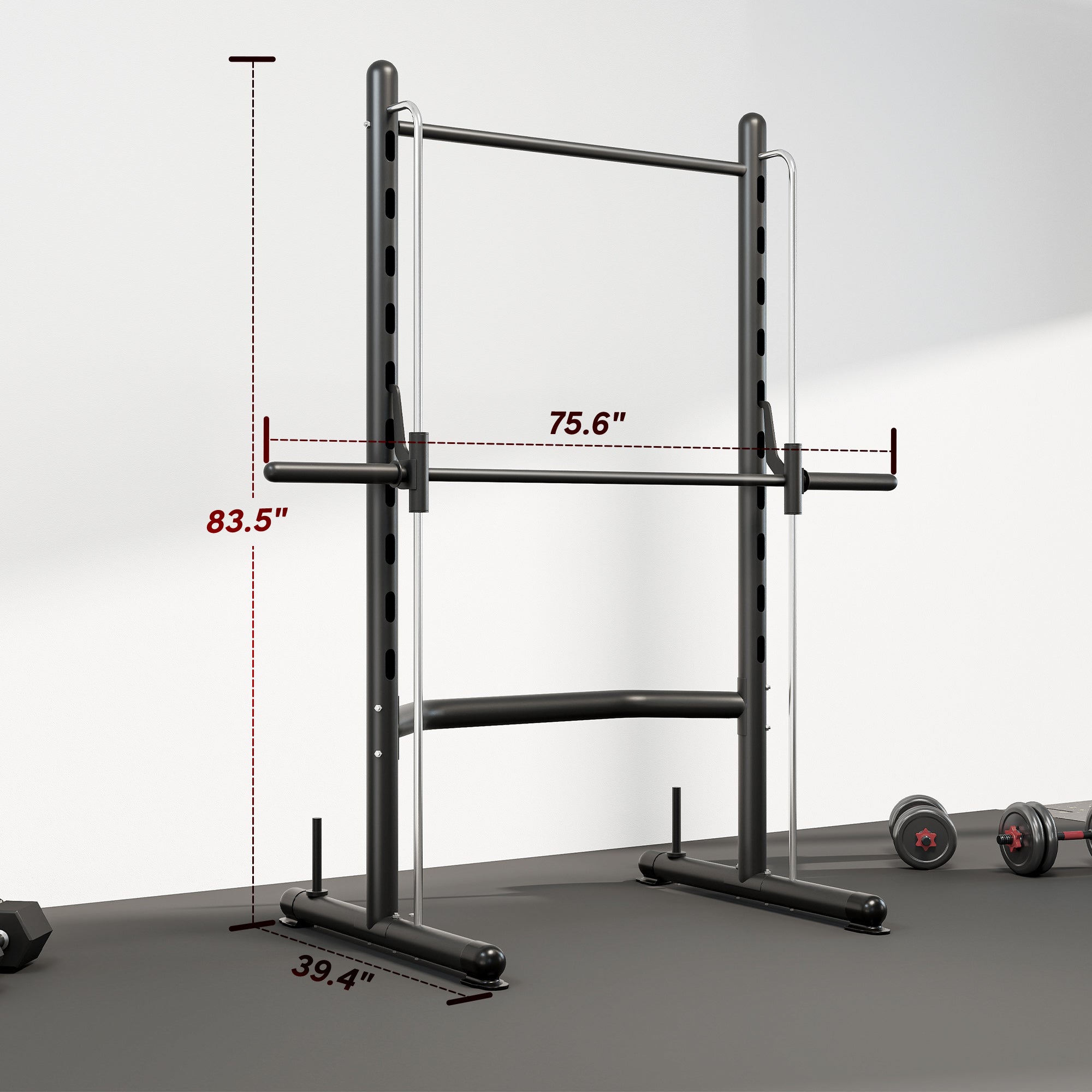 Squat Rack with Pull Up Bar and Barbell Bar Adjustable Bench Press Multi-Function Weight Lifting Half Rack Black