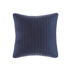 Machine Washable Cotton Quilted Euro Sham with Hidden Zipper, Embroidered Pillow Cover for Home Decor, 26" L x 26" W x 0.25" H, Navy