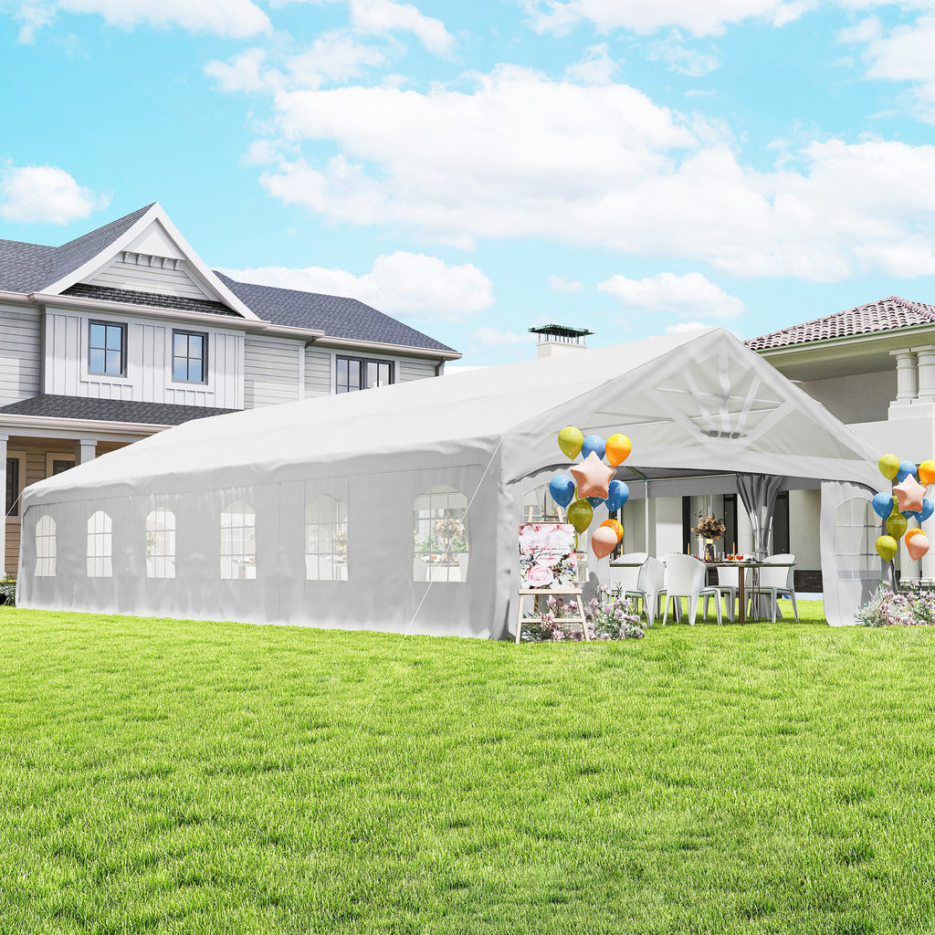 Heavy Duty Party Tent, 19.5' x 39' Large Sun Shade Canopy Tent for Parties, Wedding, Events, BBQ Grill, White