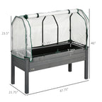 Raised Garden Bed with PE Greenhouse Cover Outdoor Planter Box for Herbs and Vegetables, 48 x 22 x 46 inch, Dark Gray