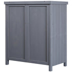 Outdoor Storage Cabinet, Outdoor Tool Shed with Galvanized Top and Two Shelves for Yard Tools or Pool Accessories, Gray