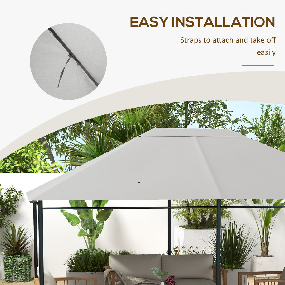10' x 13' Gazebo Canopy Replacement Roof for 84C-116, Light Gray