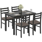 5-Piece Small Kitchen Table Set for 4, Farmhouse Dining Table Set with Upholstered Chairs and Rubber Wood Legs, Black