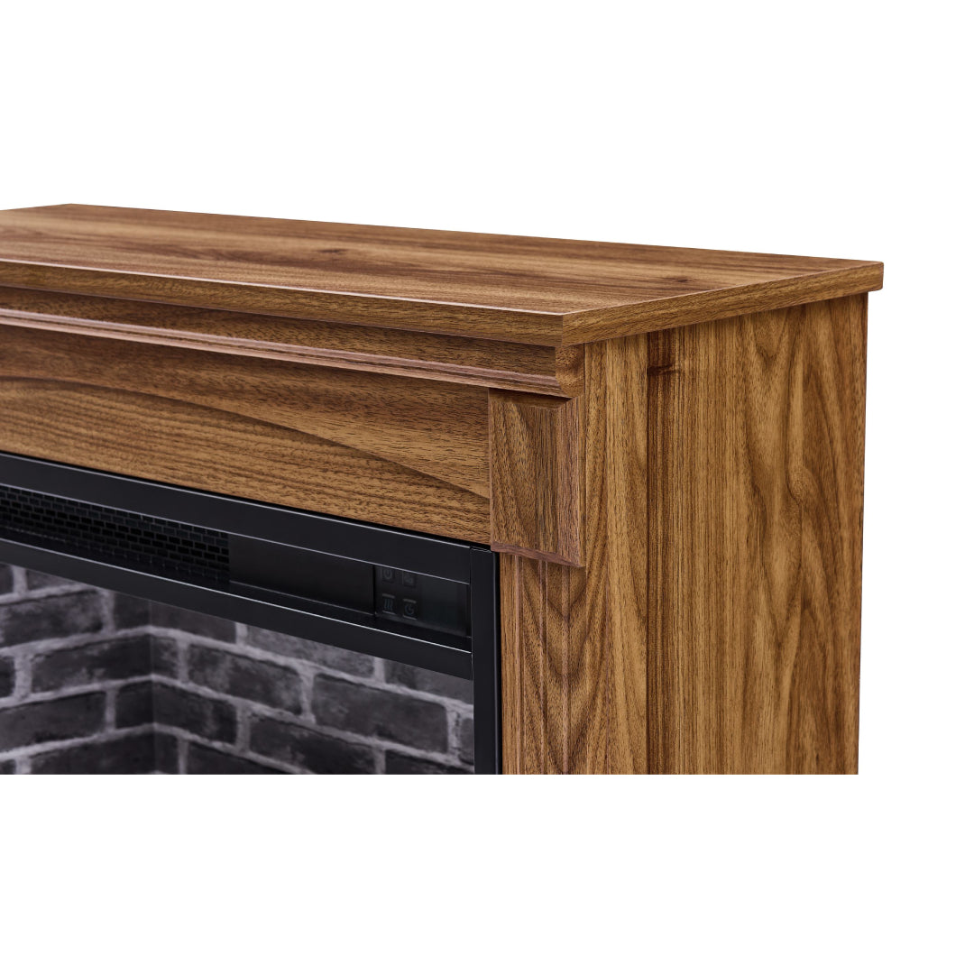 28" Remote Control TV Media Entertainment Center with Electric Fireplace, Realistic Flame Effect, Easy Mobility, 28" L x 11" W x 24" H, Dark Oak