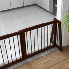 28"-75" Freestanding Wooden Pet Gate with Support Feet & Non-Slip Mats for Indoor, Stairway, Doorway, Brown