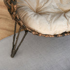 20.5" Weaved Cat Bed, Elevated Hand-woven Braided Banana Leaf Kitten House Condo with Cushion, Brown