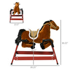Kids Spring Rocking Horse, Ride on Horse for Girls and Boys with Sounds, Plush Animal Ride-on Toy with Soft Feel, Interactive Toy for Kids, Light Brown
