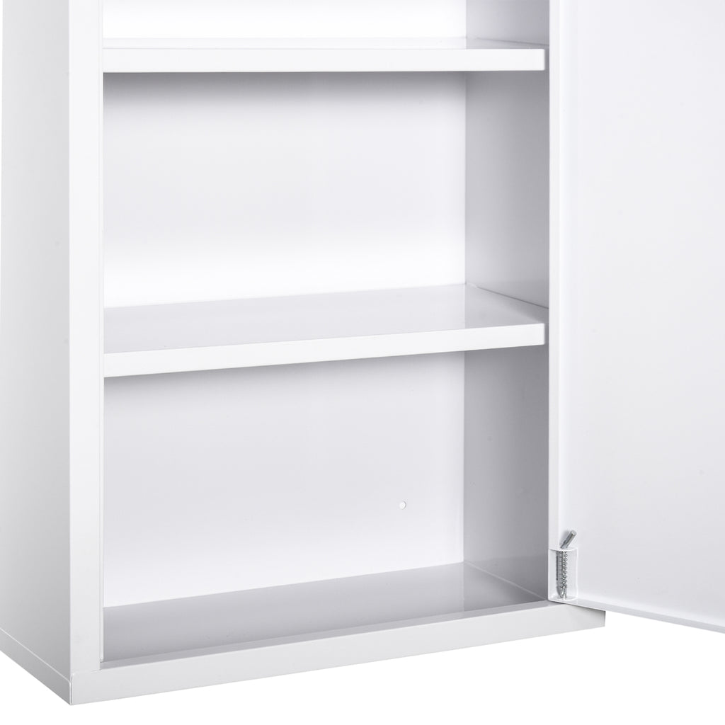Steel Wall Mount Medicine Cabinet 3 Tier Emergency Box for Bathroom Kitchen, Lockable with 2 Keys - White