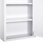 Steel Wall Mount Medicine Cabinet 3 Tier Emergency Box for Bathroom Kitchen, Lockable with 2 Keys - White