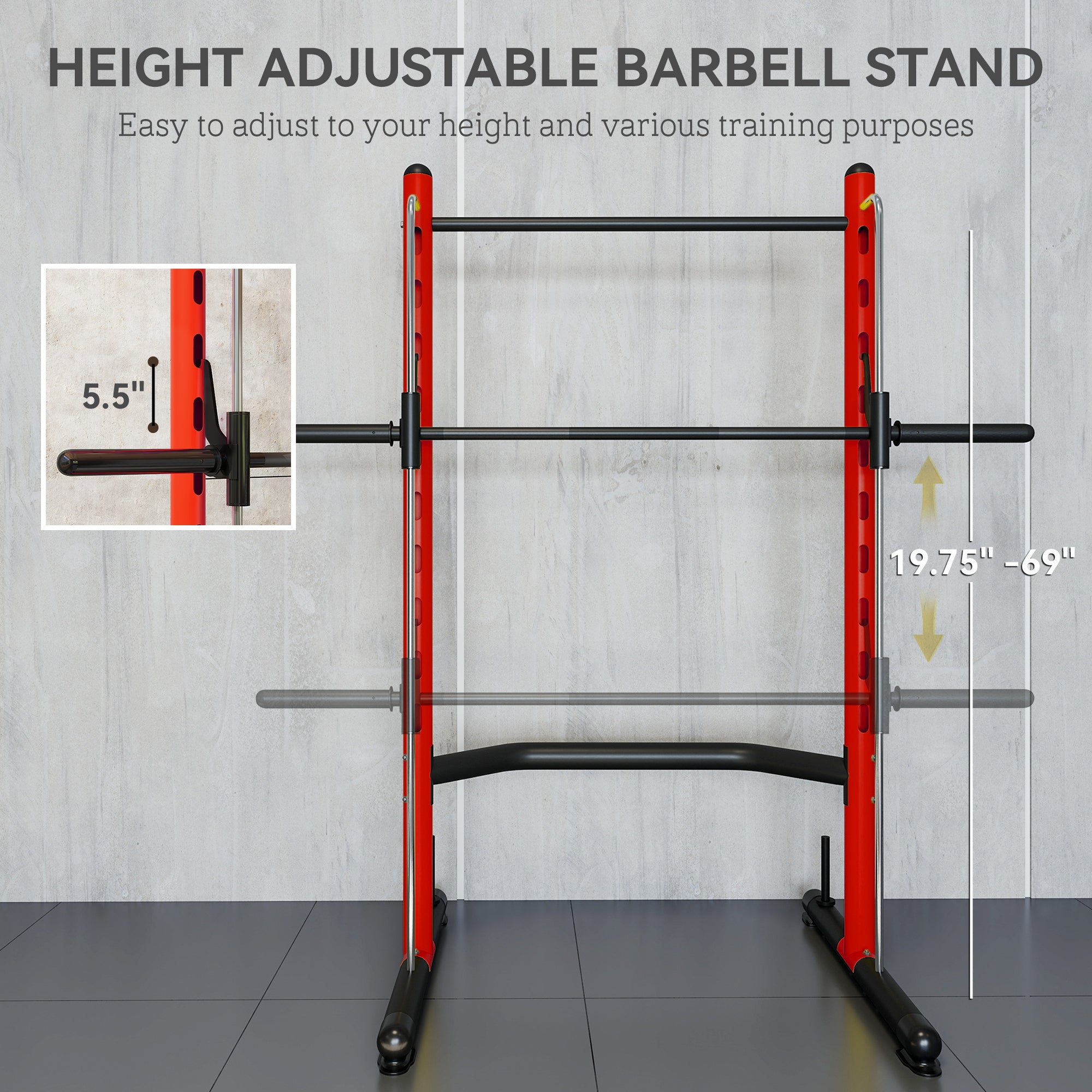Squat Rack with Pull Up Bar and Barbell Bar Adjustable Bench Press Multi-Function Weight Lifting Half Rack Red