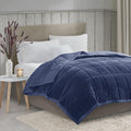 Reversible Down Alternative Blanket with Smart Temperature Regulating, Moisture Wicking, Ideal for All Seasons, 108" L x 90" W x 0.25" H, Navy