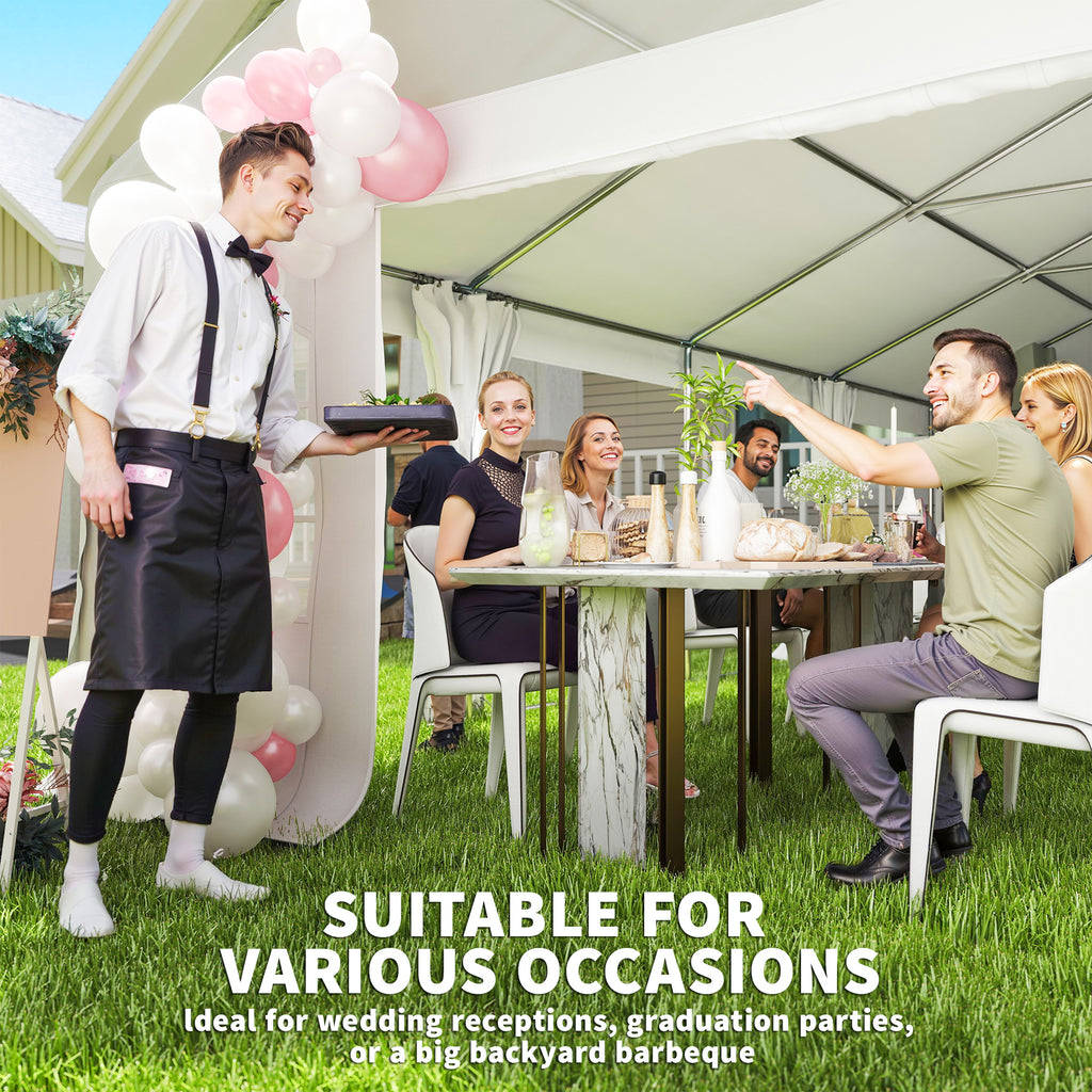 Heavy Duty Party Tent, 19.5' x 39' Large Sun Shade Canopy Tent for Parties, Wedding, Events, BBQ Grill, White