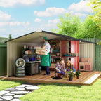 Garden Metal Shed, Storage Shed Utility Storage with Double Locking Doors for Bike, Yard Tools, White