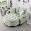 2-Seater Sofa Chaise Lounge with Irregular Curved Armrests, Ergonomic Backrest, Footrest with 2 Throw Pillows, 42.5" L x 32.5" W x 36.5" H, Cyan