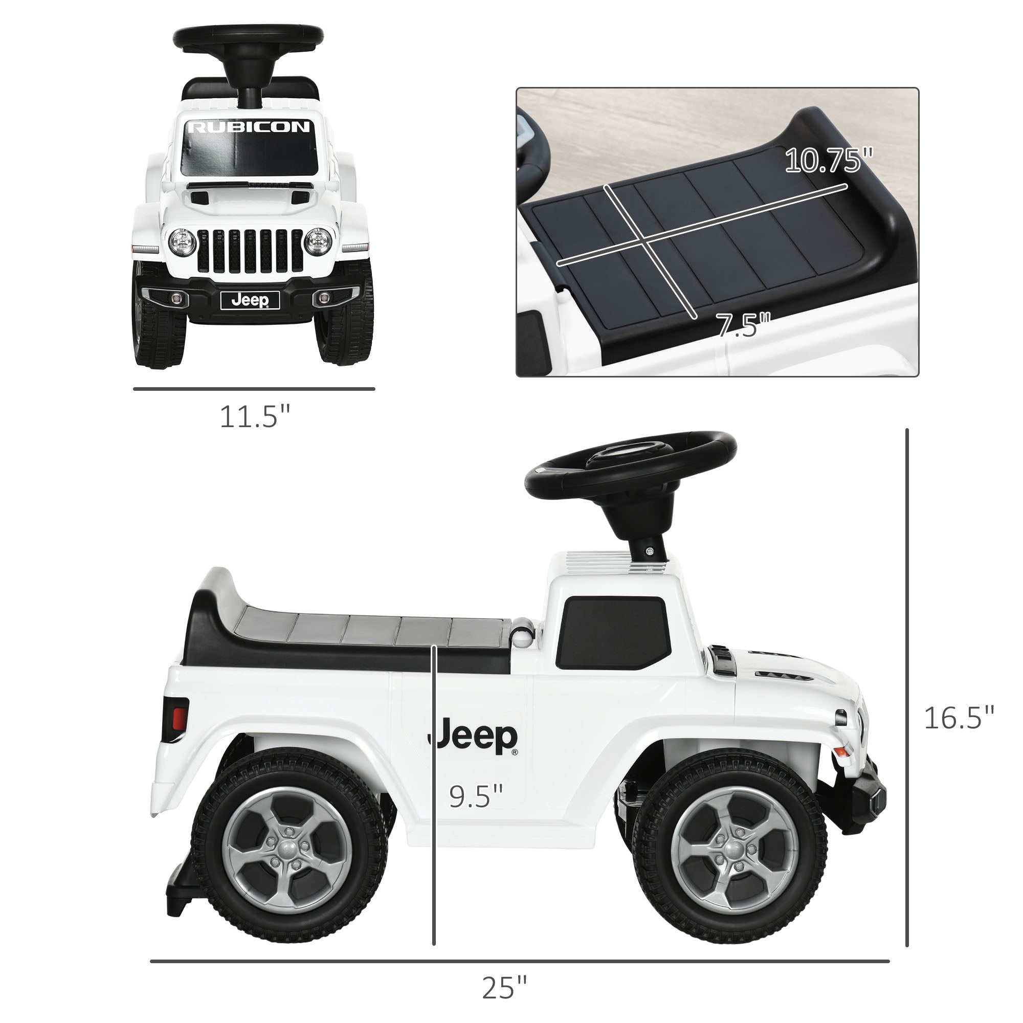 Kids Ride on Push Car, with Engine Sounds & Under-Seat Storage, Foot-to-Floor Ride on Sliding Car with Horn, Sit and Scoot Ride on Toy, Ages 1.5-3 Years, White