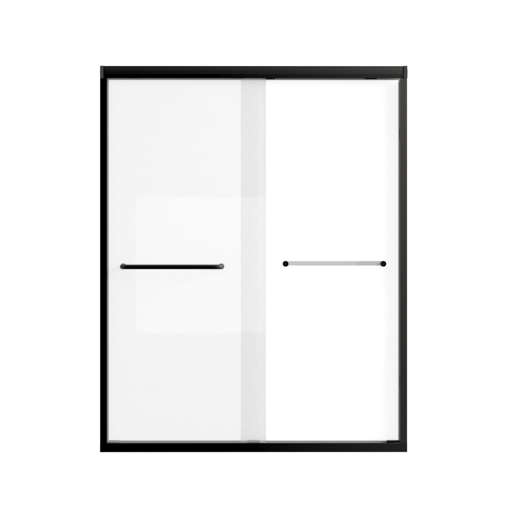 Double Sliding Shower Door with Explosion-Proof Safety Film and Stainless Steel Handle, Panel for Bathroom, 48" L x 0.5" W x 72" H, Matt Black